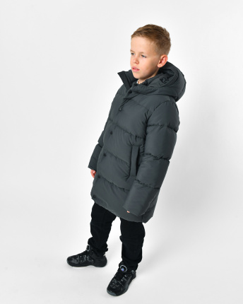 Классический зимний пуховик для мальчика цвета графит 56304, Цвет: Графит, Размер: 128, изображение 7
