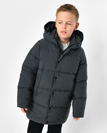 Классический зимний пуховик для мальчика цвета графит 56304, Цвет: Графит, Размер: 134