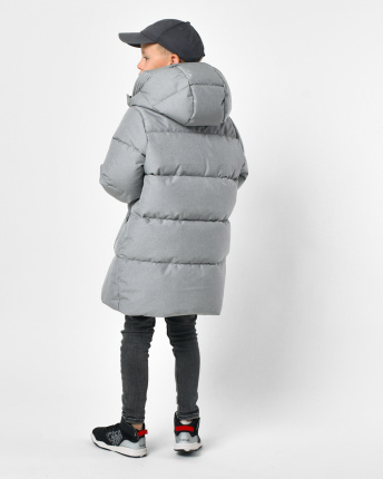 Серый пуховик для мальчика с эффектом меланжа 56305, Цвет: Серый, Размер: 140 см, изображение 3
