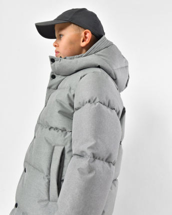 Серый пуховик для мальчика с эффектом меланжа 56305, Цвет: Серый, Размер: 140 см, изображение 5