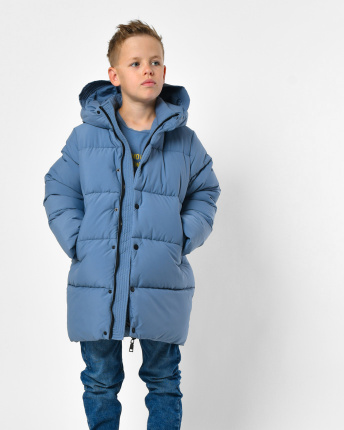 Классический зимний пуховик для мальчика цвета джинс 56307, Цвет: Джинс, Размер: 122, изображение 4