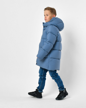 Классический зимний пуховик для мальчика цвета джинс 56307, Цвет: Джинс, Размер: 122, изображение 6