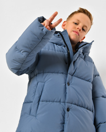 Классический зимний пуховик для мальчика цвета джинс 56307, Цвет: Джинс, Размер: 122, изображение 7