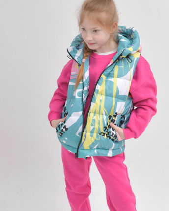 Детский яркий демисезонный жилет 55922, Цвет: Мята, Размер: 122