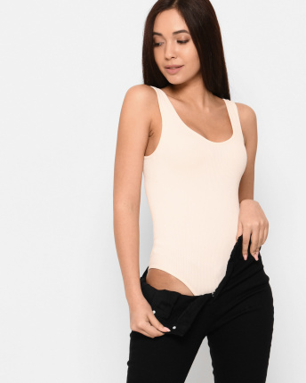 Бежевый трикотажный боди 43381, Цвет: Бежевый, Размер: XS-S