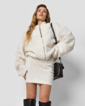 Жіночий молочний комплект із ворсового матеріалу 57141, Колір: Молочний, Розмір: S, зображення 5