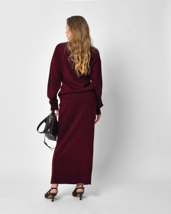 Жіночий бордовий комплект: кардиган і спідниця 57143, Колір: Бордовий, Розмір: ONE SIZE, зображення 7