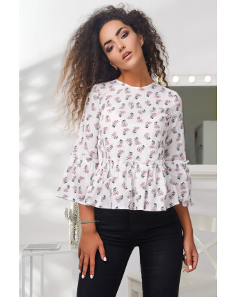 Нежная женская блузка из хлопка 27408, Цвет: Белый, Размер: S