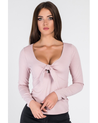 Женский розовый гольф в рубчик 34000, Цвет: Светло-розовый, Размер: XS