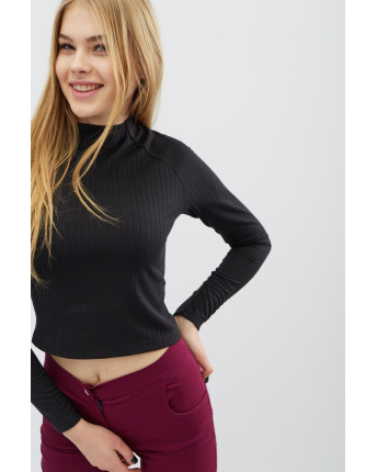 Базовий укорочений гольф-реглан 31961, Колір: Чорний, Розмір: XS