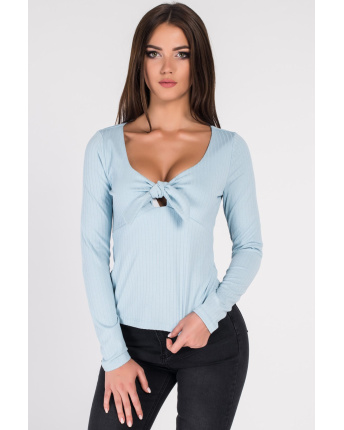 Женский гольф в рубчик 34056, Цвет: Голубой, Размер: XS