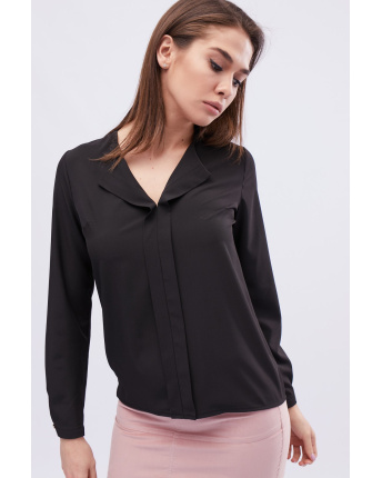 Классическая черная женская блуза 32553, Цвет: Черный, Размер: XS