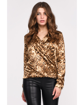 Модная женская блуза с леопардовым принтом 35100, Цвет: Леопард, Размер: XS