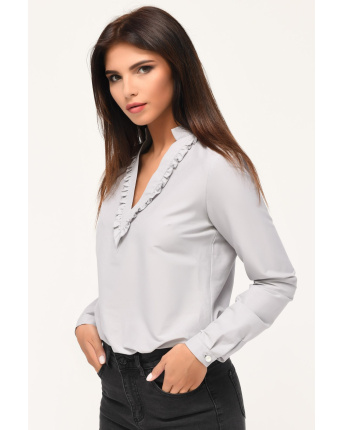 Женская серая блуза в полоску 34073, Цвет: Серый, Размер: XS