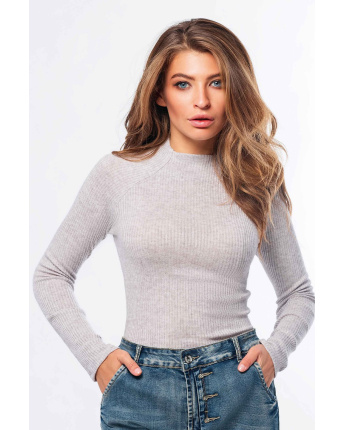 Женское трикотажное боди с длинным рукавом 36257, Цвет: Бежевый, Размер: S