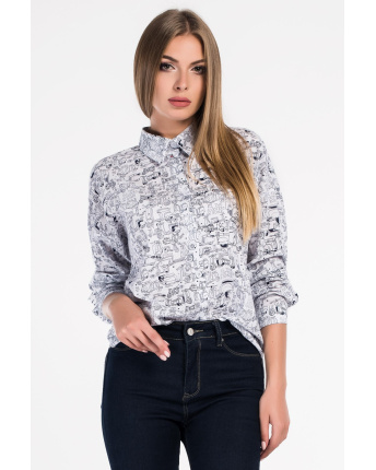 Женская белая рубашка в полоску 34049, Цвет: Белый, Размер: XS