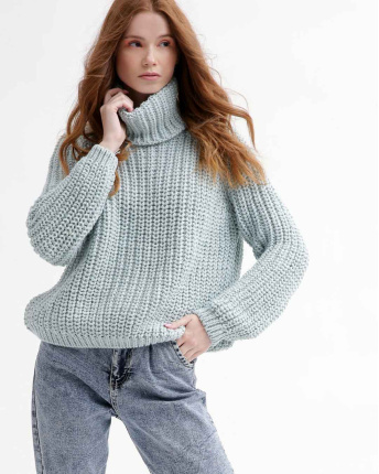 Однотонний м`ятний светр oversize 55753, Колір: М'ята, Розмір: ONE SIZE