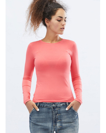 Женский коралловый лонгслив 32071, Цвет: Корал, Размер: XS