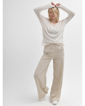 Прозрачный женский пуловер молочного цвета 55973, Цвет: Молочний, Размер: ONE SIZE