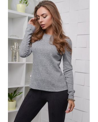 Серый базовый лонгслив 28483, Цвет: Серый, Размер: L