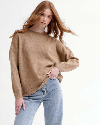 Мягкий коричневый женский свитер 55776, Цвет: Коричневый, Размер: ONE SIZE