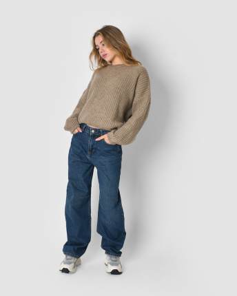 Жіночий бежевий об’ємний светр oversize 57117, Колір: Бежевий, Розмір: ONE SIZE, зображення 3