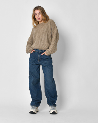 Жіночий бежевий об’ємний светр oversize 57117, Колір: Бежевий, Розмір: ONE SIZE, зображення 4