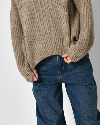 Жіночий бежевий об’ємний светр oversize 57117, Колір: Бежевий, Розмір: ONE SIZE, зображення 5