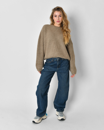 Жіночий бежевий об’ємний светр oversize 57117, Колір: Бежевий, Розмір: ONE SIZE, зображення 7