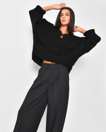 Жіночий чорний м’який светр 57129, Колір: Чорний, Розмір: ONE SIZE, зображення 7