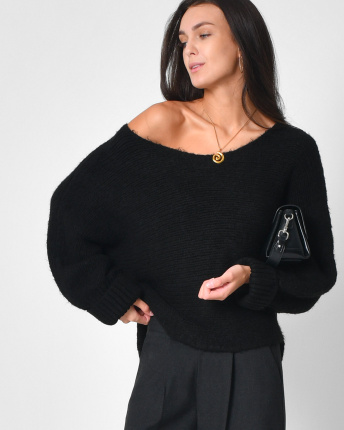 Жіночий чорний м’який светр 57129, Колір: Чорний, Розмір: ONE SIZE, зображення 2