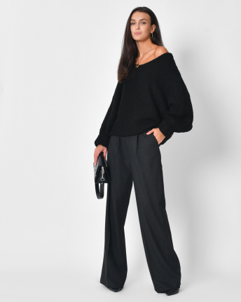 Жіночий чорний м’який светр 57129, Колір: Чорний, Розмір: ONE SIZE, зображення 4