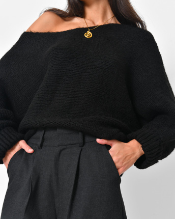 Жіночий чорний м’який светр 57129, Колір: Чорний, Розмір: ONE SIZE, зображення 6