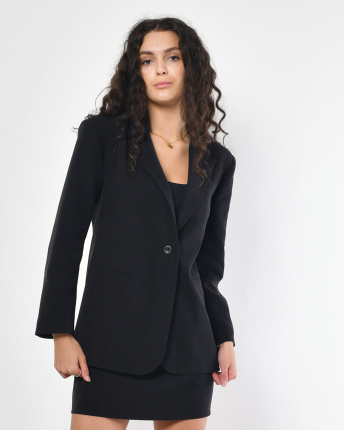 Женский черный костюм из пиджака и мини-юбки 56179, Цвет: Черный, Размер: M, изображение 4