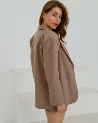 Женский бежевый костюм из пиджака и мини-юбки 56180, Цвет: Бежевый, Размер: XS, изображение 7