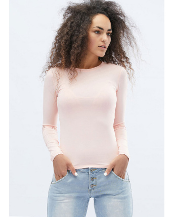 Женский пудровый лонгслив 32073, Цвет: Пудровый, Размер: S