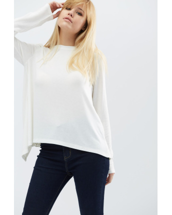 Стильный свитер с разрезом на спине 32238, Цвет: Молочний, Размер: XS