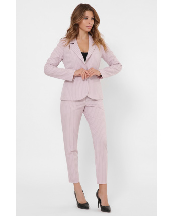 Класичний костюм-двійка у смужку 35978, Колір: Світло-рожевий, Розмір: XS