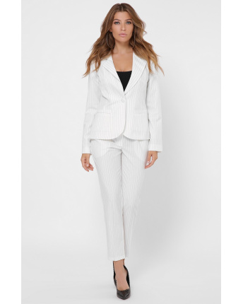 Классический костюм-двойка в полоску 35979, Цвет: Молочний, Размер: XS