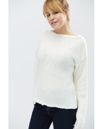 В'язаний светр "Пальма" 27606, Колір: Молочний, Розмір: ONE SIZE