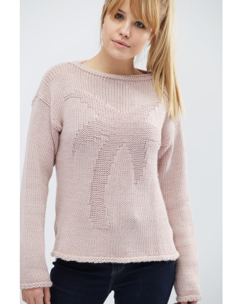 В'язаний светр "Пальма" 27607, Колір: Пудровий, Розмір: ONE SIZE