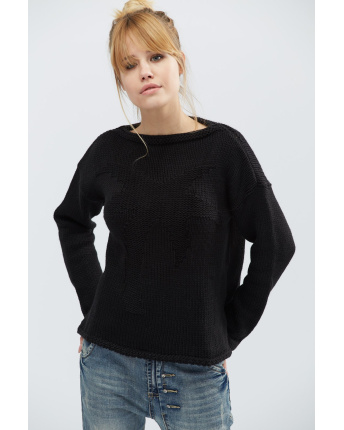 В'язаний светр "Пальма" 27608, Колір: Чорний, Розмір: ONE SIZE