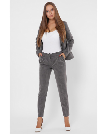 Классический костюм-двойка в полоску 35106, Цвет: Графит, Размер: S