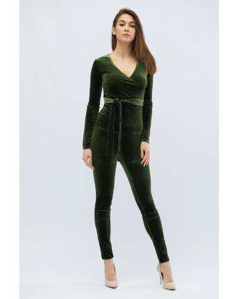 Роскошный костюм авокадо из мягкого велюра 32486, Цвет: Зеленый, Размер: S