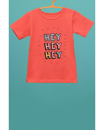 Детская футболка Standart с принтом Hey Hey Hey 34489, Цвет: Корал, Размер: 98