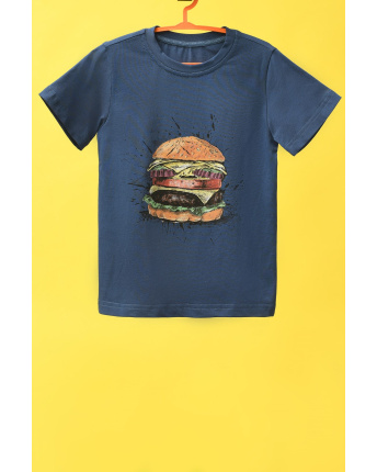 Дитяча футболка Standart з принтом бургера 34493, Колір: Джинс, Розмір: 110