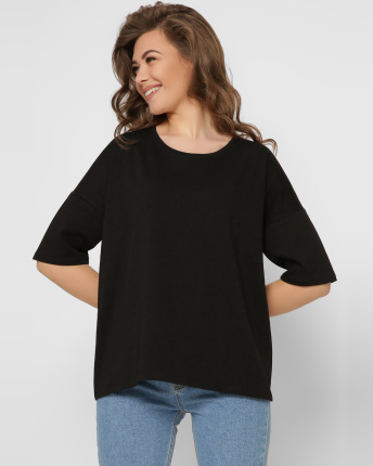 Футболка женская хлопковая Standart oversize CRC -237-8 57821, Цвет: Черный, Размер: L