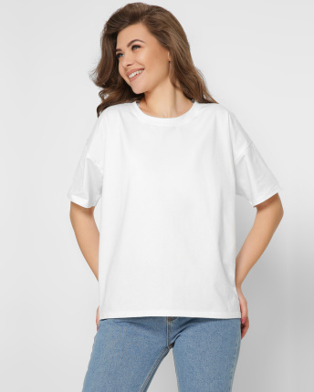 Футболка женская хлопковая Standart oversize CRC -237-3 57822, Цвет: Белый, Размер: XS