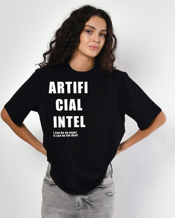 Жіноча чорна футболка з принтом Artificial 57937, Колір: Чорний, Розмір: XS