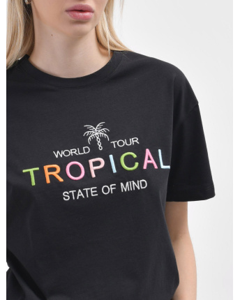 Женская черная футболка Standart «Tropical» 57935, Цвет: Черный, Размер: S